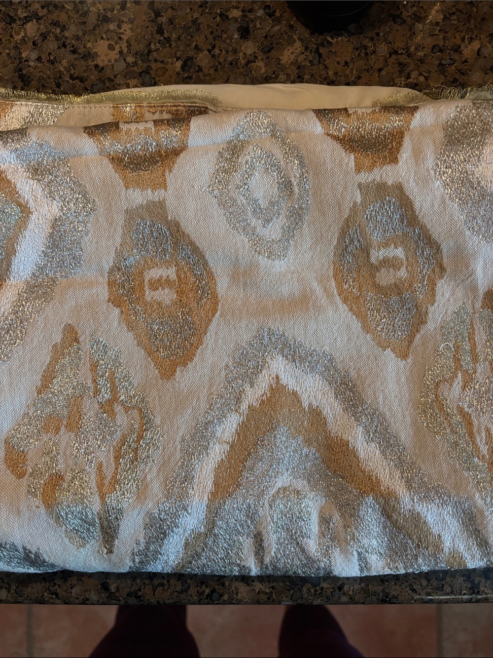 Neutral Metallic Ikat Table Runner - Gold & Silver